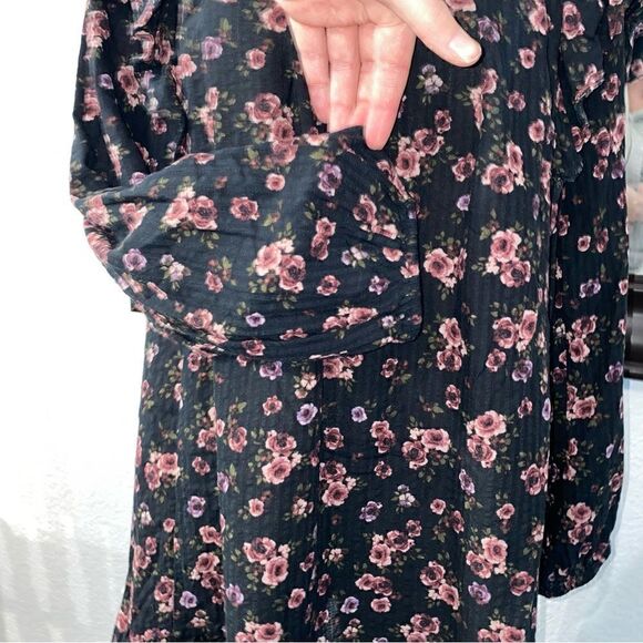 Wild Fable Women's Black And Pink Floral High Neck Long Sleeve Dress Small - Picture 9 of 15